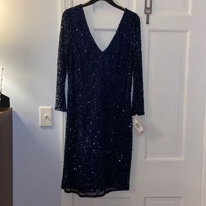 JS Collections Navy Sequence Sheath; never worn